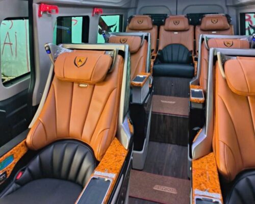 Ghế ngồi bọc bằng da cao cấp của xe limousine