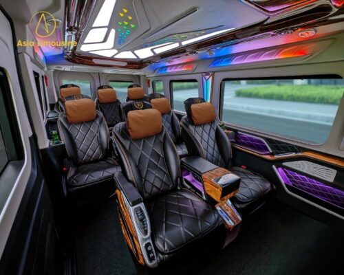 Ghế ngồi xe limousine sang trọng, được bọc bằng da