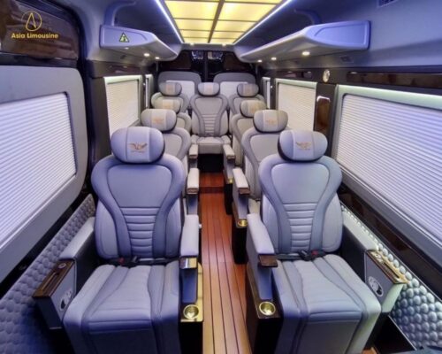 Ghế ngồi xe limousine sang trọng, được bọc bằng da cao cấp